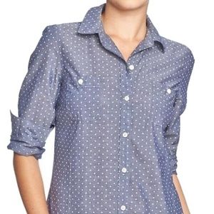 Old Navy Chambray Polka Dot Blouse L Tall